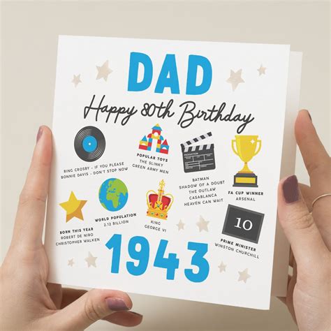 80th Birthday Card for Dad Fact Birthday Card for Dad Gift - Etsy