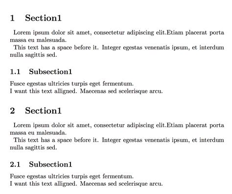 Sectioning How To Indent Section And Subsection Differently Tex | Hot Sex Picture