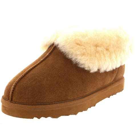 Womens Real Suede Australian Sheepskin Fur Lined Warm House Slipper Boots 3-10 | eBay