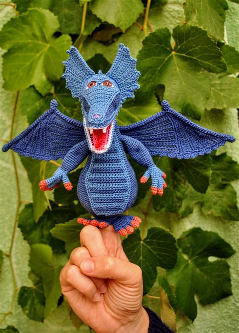 Crochet pattern / blue dragon amigurumi / finger puppet doll / | Etsy