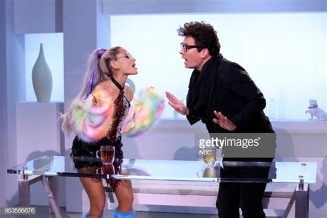 Singer Ariana Grande with host Jimmy Fallon during "NBD or No Big ...