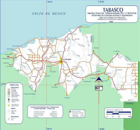 Map of Tabasco (State), Mexico