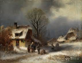 Winter Village Scene Painting by Celestial Images - Fine Art America