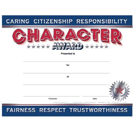 Good Character Award Certificates - Pack of 25 | Positive Promotions