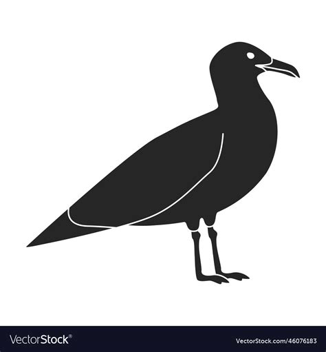 Bird gull iconblack logo isolated Royalty Free Vector Image