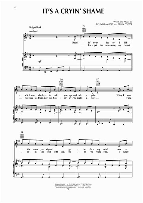 It's A Cryin' Shame Piano Sheet Music | OnlinePianist