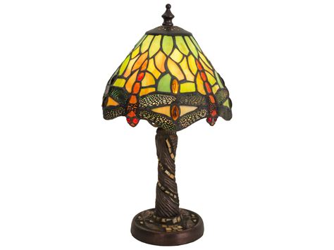 Meyda Tiffany Hanginghead Dragonfly with Twisted Fly Mosaic Base Multi-Color Mini Table Lamp ...