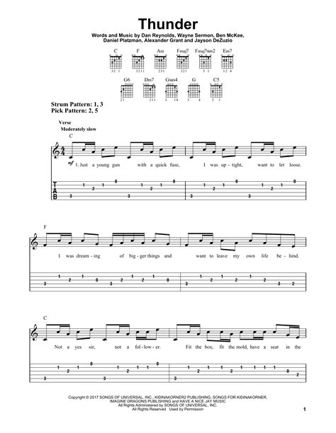 Thunder by Imagine Dragons - Easy Guitar Tab - Guitar Instructor