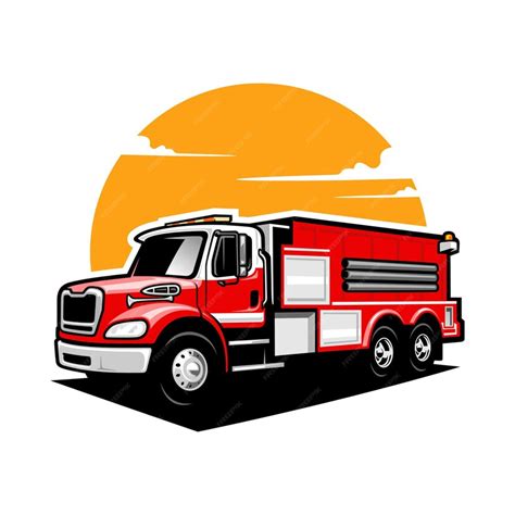 Premium Vector | Red fire truck illustration logo vector