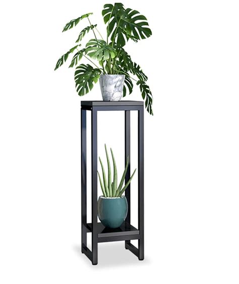 WEENINE 37" Tall Metal Plant Stand, 2 Tier Plant Tables Modern Floor Narrow Flower Plant Display ...