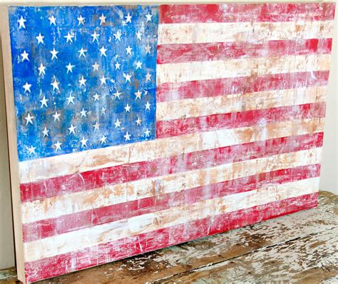 Rustic American Flag Original Painting by by TifSheppardFineArt