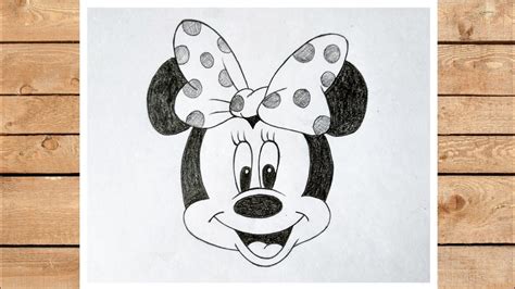 Easy Tutorial | How To Draw Minnie Mouse Face | Pencil Drawing Minnie | Cartoon Drawing Video ...