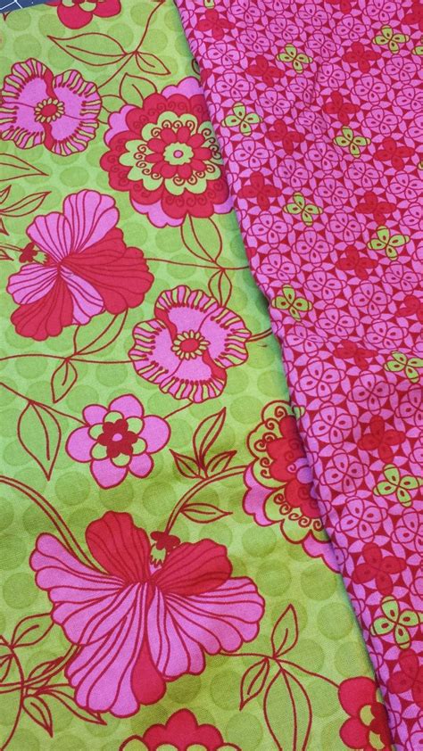 Pink & Green big florals w/ pink and green mod print. | Pink and green, Fabric, Fabric material