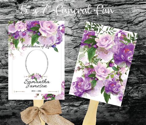 Printable Funeral Fan Template Purple Peony Funeral Fan | Etsy | Purple ...