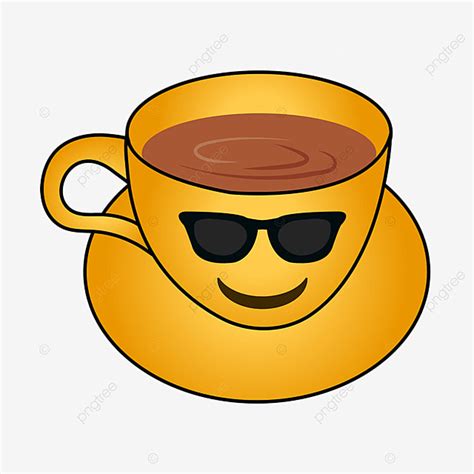 Green Tea Cup Vector PNG Images, Emoji Tea Cup With Yellow Colour, Cup ...