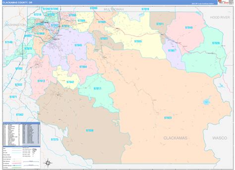 Clackamas County, OR Wall Map Color Cast Style by MarketMAPS