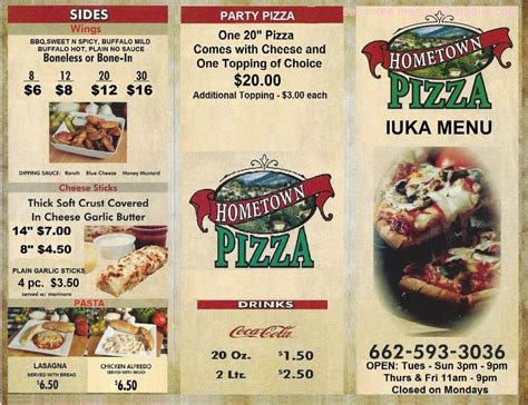 Online Menu of Hometown Pizza Restaurant, Belmont, Mississippi, 38827 - Zmenu