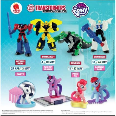 Mcd Mcdonald's Mekdi Happy Meal Transformers Robots In Disguise Action Figures Toy and My Little ...