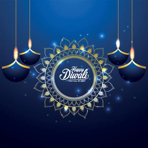 Happy diwali invitation greeting card with vector illustration on blue background 2302038 Vector ...