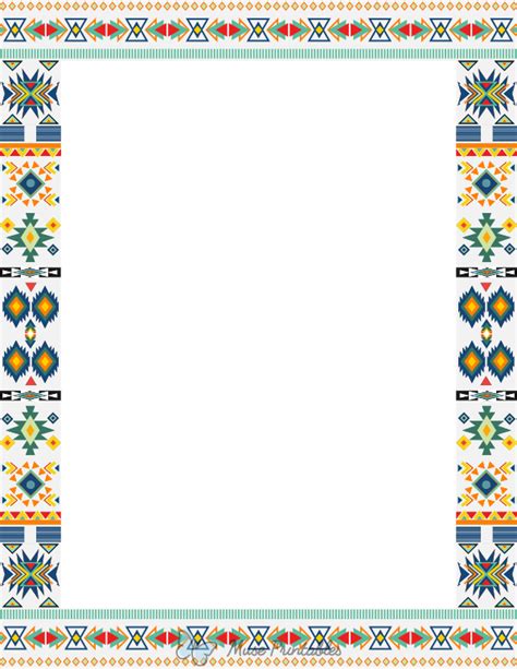 Printable Colorful Native American Page Border