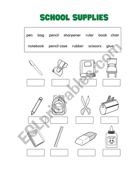 School supplies - ESL worksheet by pika789