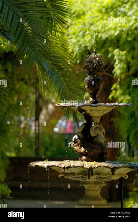 Spain Andalusia Seville Maria Luisa Park Fountain And Trees Stock Photo ...