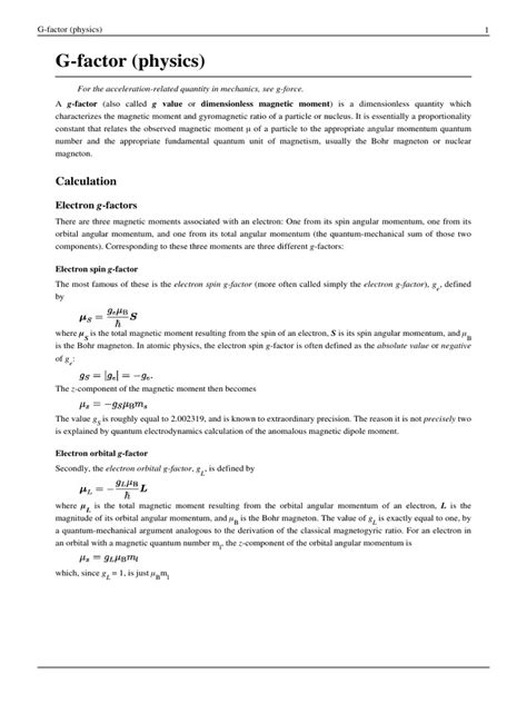 G-Factor (Physics) Wiki | Scientific Theories | Atomic