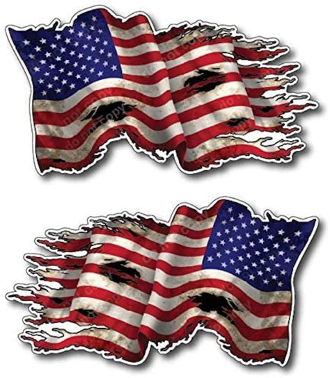 2 Pack New Tattered Waving USA American Flag Vinyl Decal - Etsy