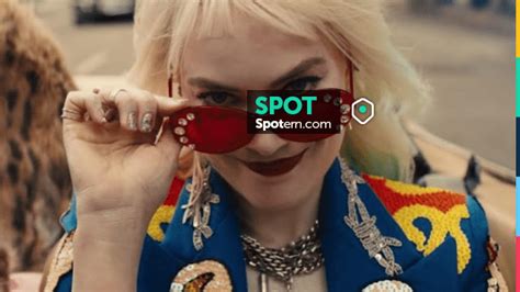 Red Pink and Strass sunglasses worn by Harley Quinn (Margot Robbie) as seen in Birds of Prey ...