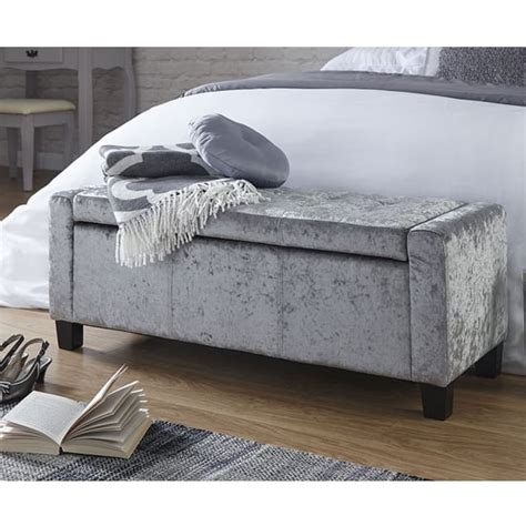 Ventnor Crushed Velvet Ottoman Storage Blanket Box In Grey | Furniture in Fashion