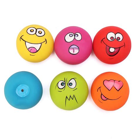 6PC Dogs Chewing Supplier Puppy Play Squeaky Ball With Face Fetch Toy Small Pet Dog Squeaker ...