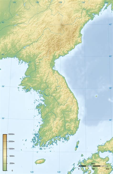 Detailed topographic map of Korean Peninsula | North Korea | Asia | Mapsland | Maps of the World