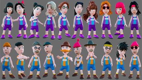 Cartoon Characters Sports Team - 3D Model by 7ka