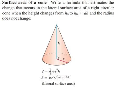 Answered: Surface area of a cone Write a formula… | bartleby