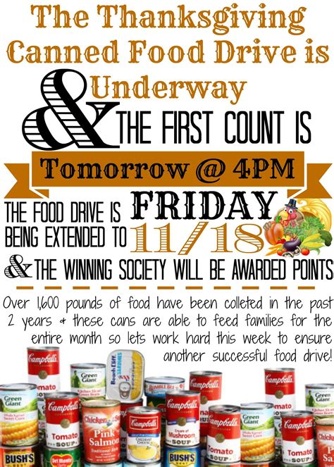 Thanksgiving canned food drive flyer