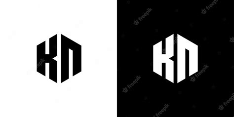 Premium Vector | Letter k n polygon hexagonal minimal logo design on black and white background