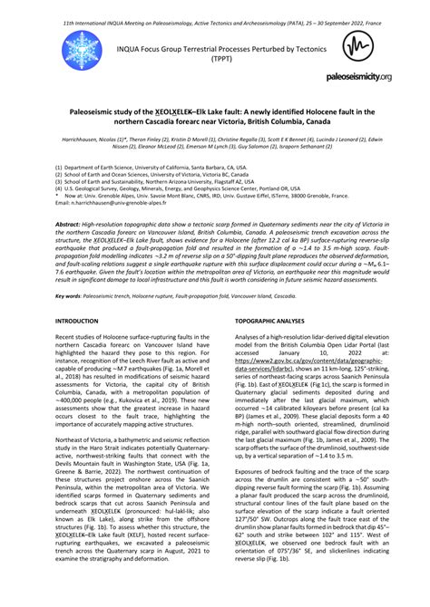 (PDF) Paleoseismic study of the XEOLXELEK-Elk Lake fault: A newly identified Holocene fault in ...