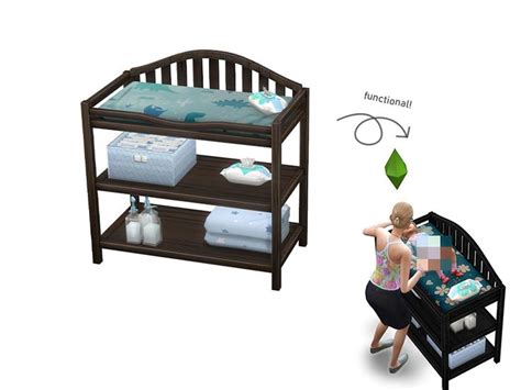 PandaSamaCC's [patreon] functional toddler changing table | Sims 4 cc furniture, Sims 4 bedroom ...