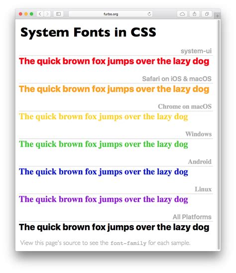 System Fonts in CSS • furbo.org