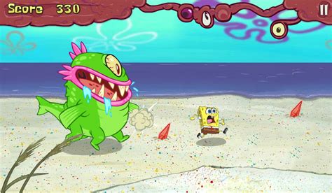 🕹️ Play SpongeBob SquarePants Monster Island Game: Free HTML Online Cartoon Monster Chase ...