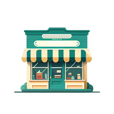 Flat cartoon style shop facade front view. Modern flat storefront or supermarket design ...