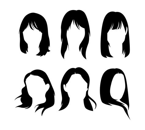 set of woman hairstyle silhouettes. concept of salon, wig, style ...