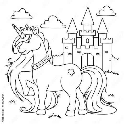 Unicorn Princess Coloring Page for Kids Stock Vector | Adobe Stock