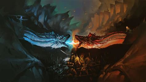 1360x768 Resolution Dragon Battle Fire Vs Ice Game Of Thrones Desktop ...