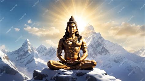 Premium Photo | God Shiva meditating himalayas with beautiful sun on the backside_Lord Shiva ...