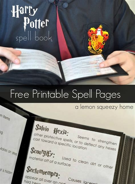 Printable Spell Book Harry Potter - Calendar Printables