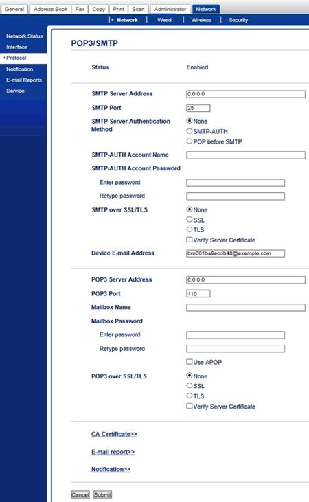 Configure and use the Scan to E-mail Server feature. | Brother