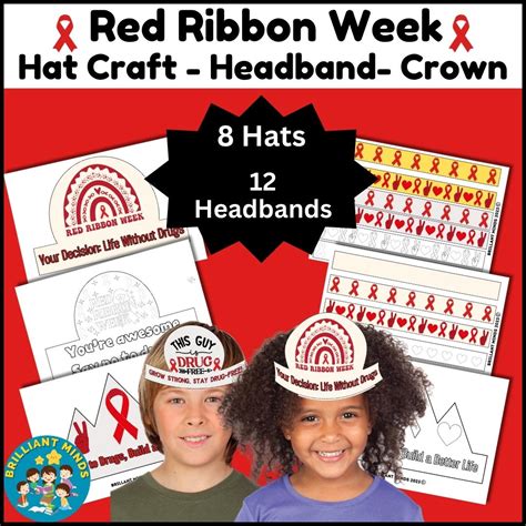 Red Ribbon Week 2023 Hat Craft - Craft | Headband/Crown Printable ...