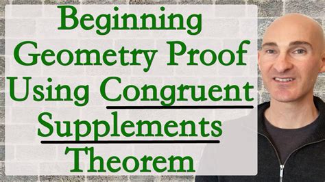 Congruent Supplements Theorem Using in a Beginning Geometry Proof - YouTube