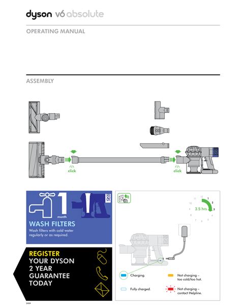 Dyson V6 Absolute Operating Instructions Manual 1003033